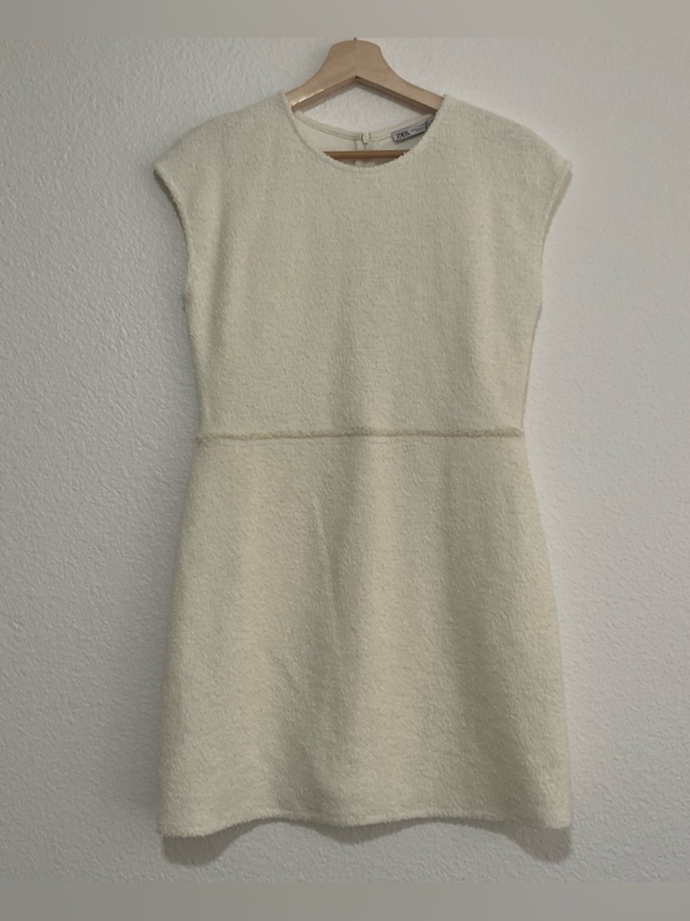 Zara Textured Ivory Mini Dress Mini Size Medium